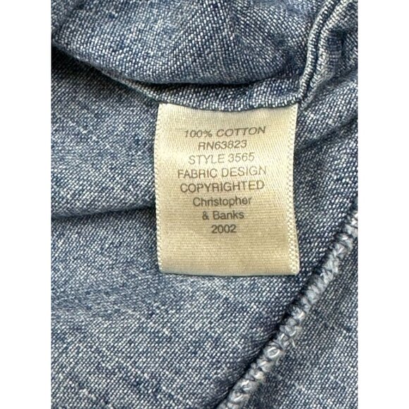 Christopher & Banks Denim Jacket Womens Medium Embroidered Floral Accents Zip - Picture 16 of 16